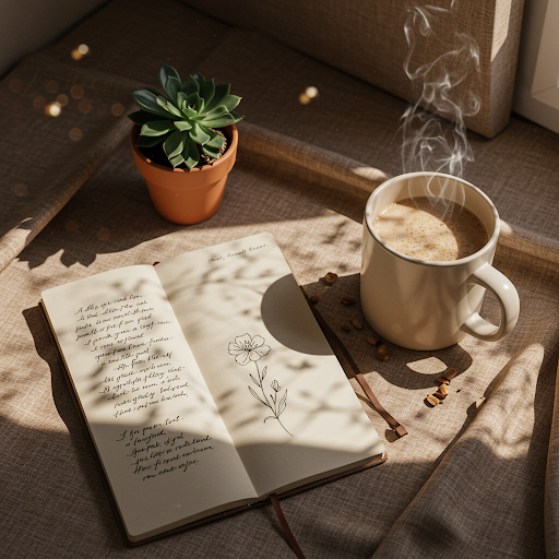 Inviting image showing a calm person or welcoming scene